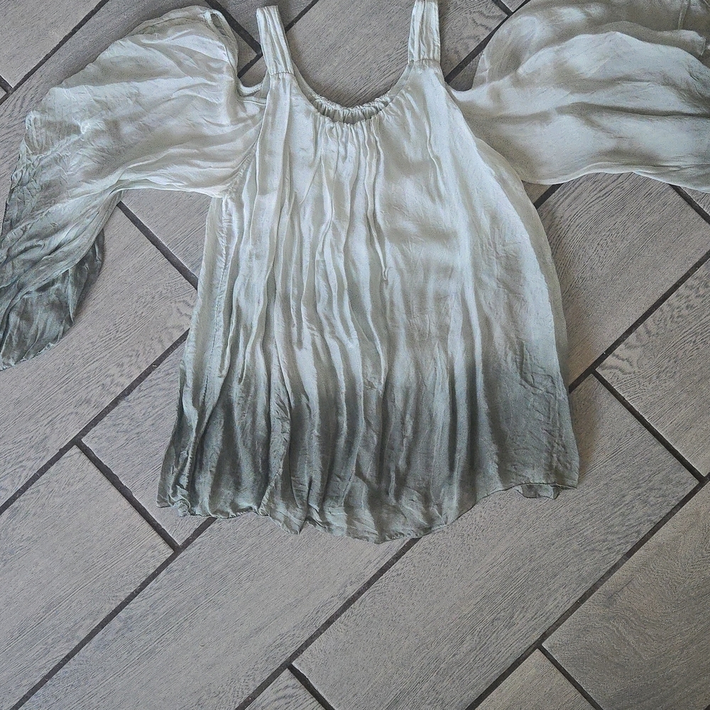Le Marais Paris Silk Blend Ombre‎ Peasant Blouse Women’s Small Made in Italy